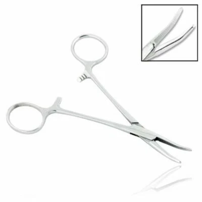GADGETS COLLECTION 2-Pack 3.5" Curved Hemostat Forceps Locking Clamps Stainless Steel Surgical Tool
