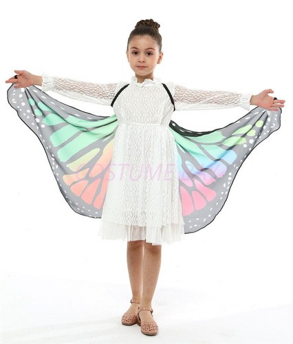 Womens Kids Girls Butterfly Cape Wings Scarf Fairy Wrap Cloak Shawl Book Week AU - Picture 5 of 116
