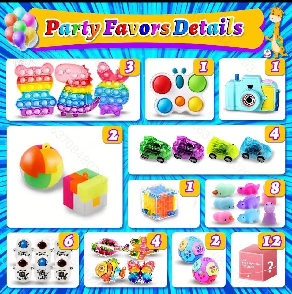 Mega Fidget Toy Assortment 206 Pcs Pop Tubes Sensory Toys Party Favors Kids Gift - Image 3 of 4