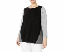 Karen Kane Plus Color Block Sweater Top Slits Cozy 1X Retail $98 made in USA