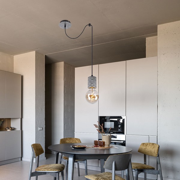 Pendelleuchte HäNgelampe Pendellampe Esszimmerleuchte HöHenverstellbar Silber-image