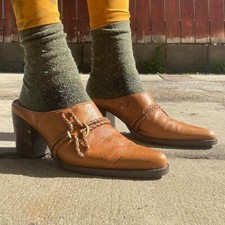 8.5 leather western mules with comfortable heel VINTAGE