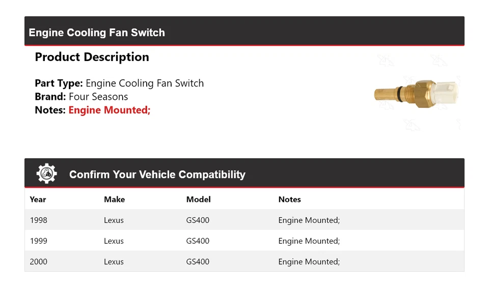 Interruptor ventilador refrigeración motor Lexus GS400 1998-2000 4 estaciones 1999 Foto 2 de 4