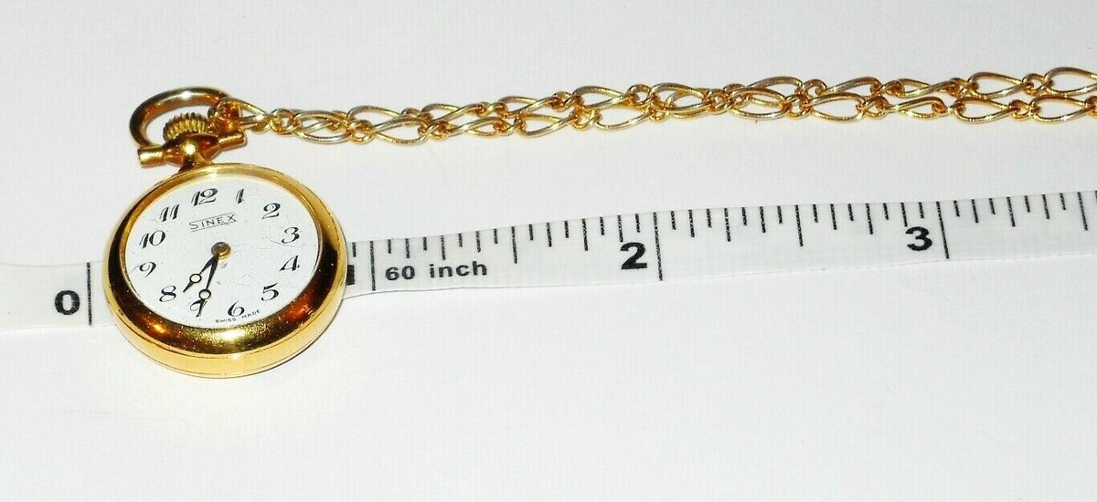 Montre De Poche Vintage Suisse Sinex 17 Rubis - Mécanique Avec Collier Ton Or, En Bon état De Fonctionnement