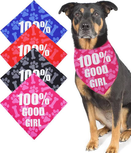 4 Pack Dog Bandanas 100% Good Dog Print Triangle Bibs for Medium Large Dogs Frie - Picture 5 of 7
