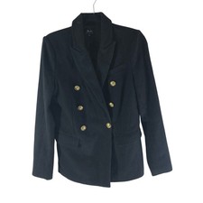 Bardot Womens Black Double-Breasted Blazer Jacket W/ Gold Buttons Size S