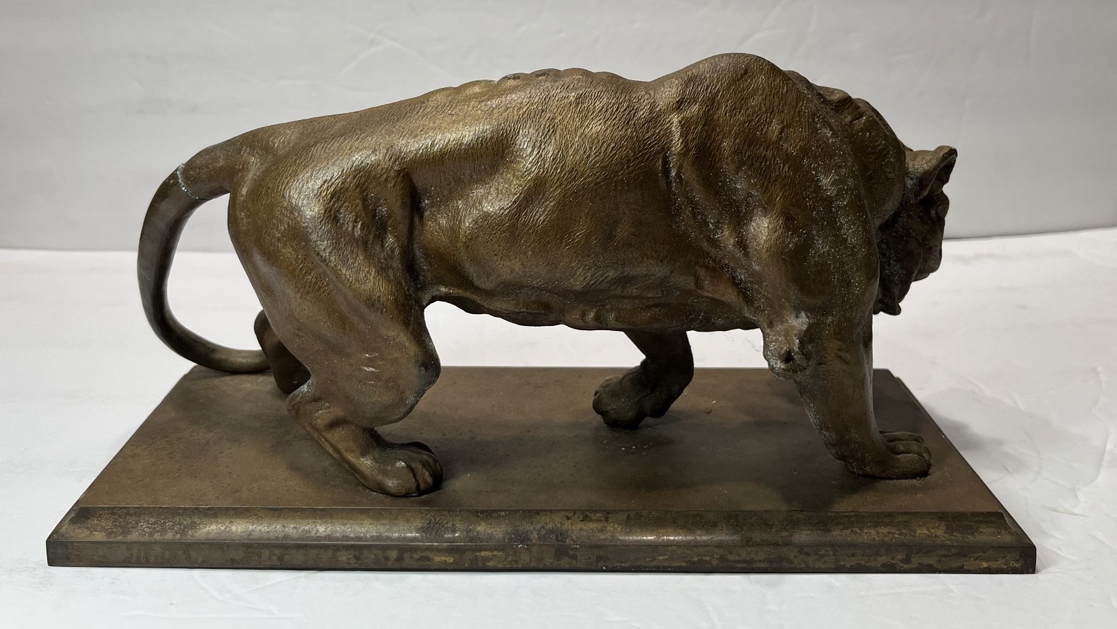 Vintage 12" Statue Lion Lioness Art Deco Style Art Nouveau Style Bronze