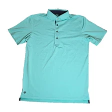 Greyson Golf Polo Shirt  Men's Size Small Performance Stretch Teal Striped EUC