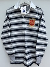 Oxford University Rugby Polo Shirt Grey Striped Long Sleeve Mens XS