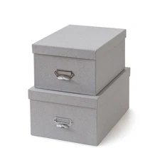 Decorative Cardboard Storage Boxes with Lids, Set of 2 Stacking Keepsake Phot...