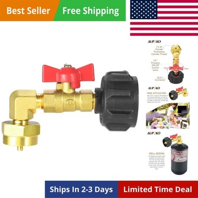 1lb Propane Refill Adapter with ON-Off Control Valve fit for Refillable Propa...