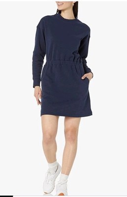 Amazon Essentials Women's Waisted Sweatshirt Dress , Navy, 2X