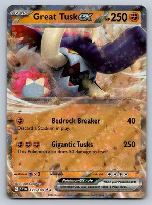 Great Tusk ex 123/198 Double Rare Scarlet & Violet Pokemon Near Mint