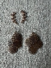 Curved Cluster & Filigree Drop Earrings (Set of 2)