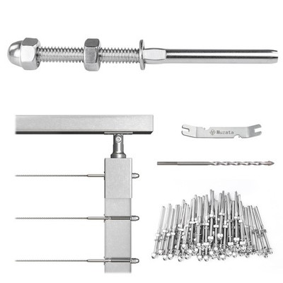 Muzata 60Pack Cable Railing Hardware Swage Threaded Stud Tensioner CR23
