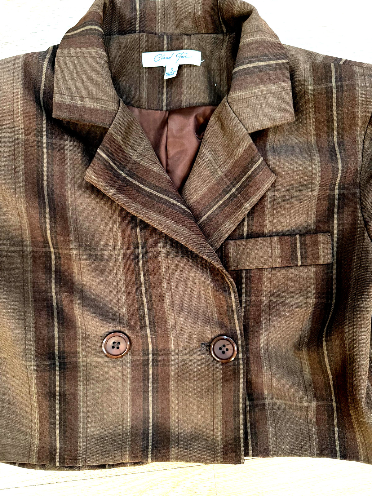 Cloud Ten Cropped Brown Jacket - Double Breasted … - image 5