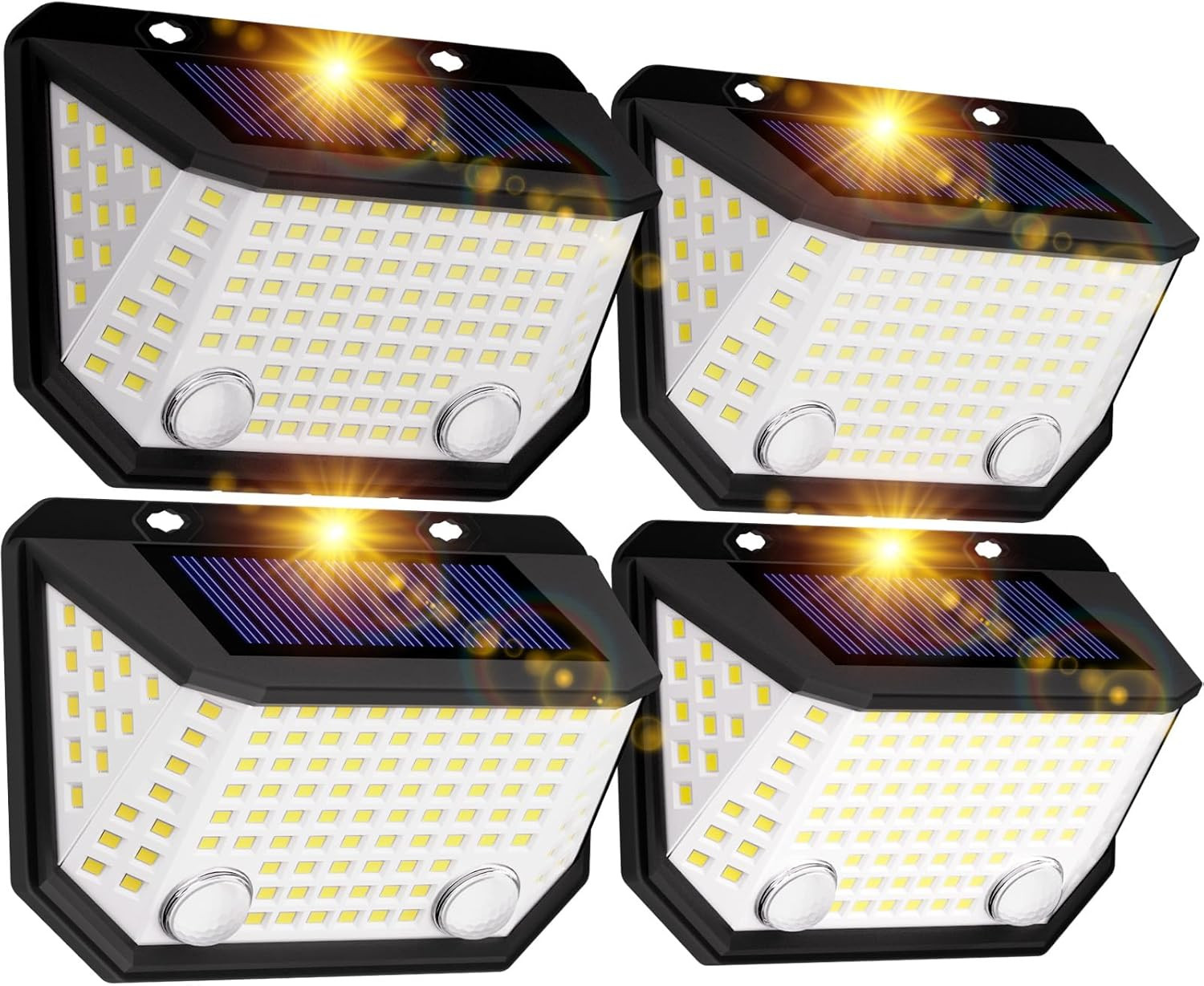 Luci Da Recinzione Solari a Doppio Sensore, 6500K Luci Solari per Movimento Impe