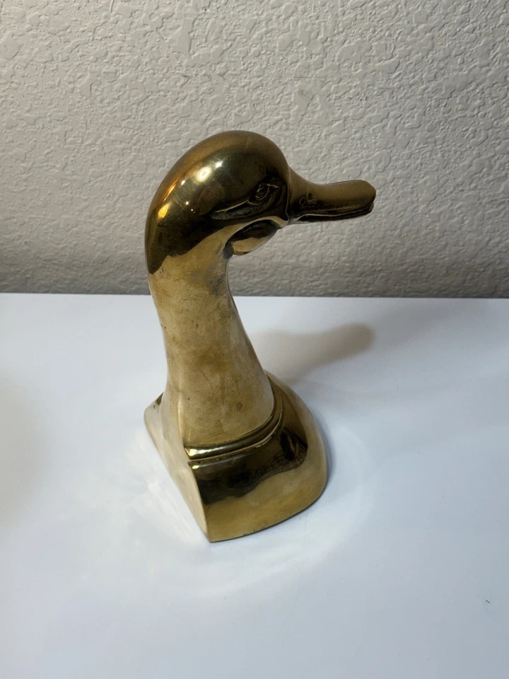 -W BELL & CO-Vintage MCM 实心黄铜鸭子书立/雕像 韩国制造“COOL” — 第 4/4 张图片