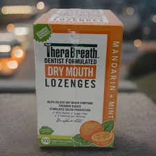 TheraBreath Dry Mouth Lozenges Mandarin + Mint 100 Count (Pack of 2) EXP 04/2028