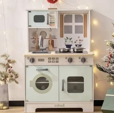 Wooden Play Kitchen Set Pretend Playset w/ Lights  Sounds Age 3 Light Green