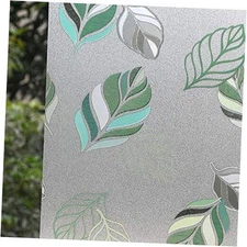  Frosted Window Film Pattern, Non-Adhesive, Static Cling 35.4" By 157.5" Leaf