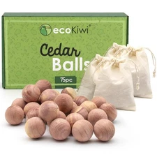 Cedar Balls for Clothes Storage 75 Pack - 100% Natural Red Cedar Blocks for C...