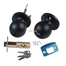 Black Round Privacy Door Knob Lock for Bedroom/Bathroom, Keyed Door Knobs
