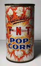 RARE OLD VINTAGE 1950s TIN TNT EXPLOSION POP CORN Graphic Tin LAWRENCE KANSAS KU