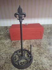 Cast Iron Free Standing Paper Towel Holder With A Feur-de -lis Design On Top