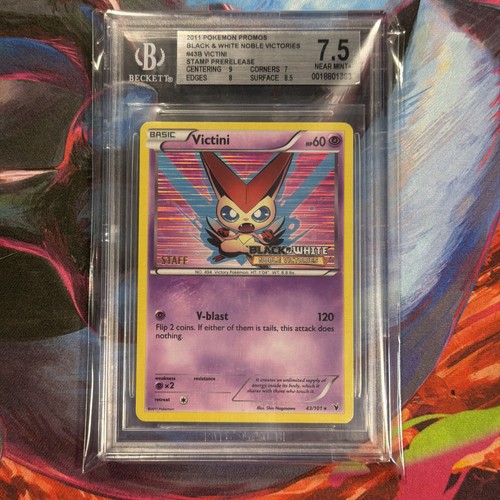 Victini 43/101 Staff Prerelease Promo Black & White: Black Star Promos BGS 7.5