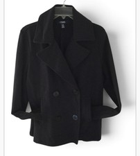 Chaps Black Heavy Cotton Button Blazer Jacket Casual Office Size Large