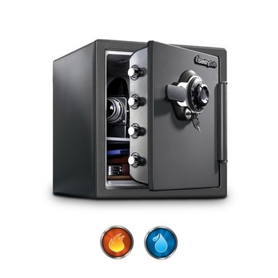 SentrySafe Medium Gray Fireproof Safe and Waterproof Safe Box with Dial Combi...