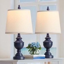 Blue Table Lamps Set of 2 Farmhouse Style For Living Room Bedroom Clearance