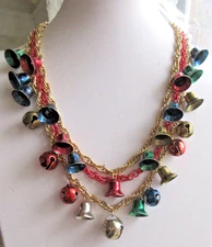 2 Vintage JINGLE BELL CHARMS CHRISTMAS NECKLACE Mix & Match