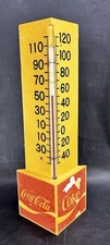 Vintage 1970's Coca Cola Plastic Corner Thermometer 15" Coke Sign - MERCURY FREE