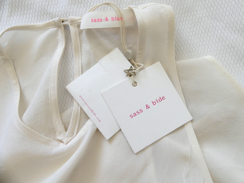 SASS & BIDE Ivory White TOP Size Aus 6 NWT Blouse 100% Silk Beaded Old Money - Bild 8 von 8