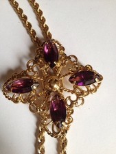 Vintage Beautifui BOLO TIE 1/20 12k.GF With Purple Stone Or Glass 50g A8