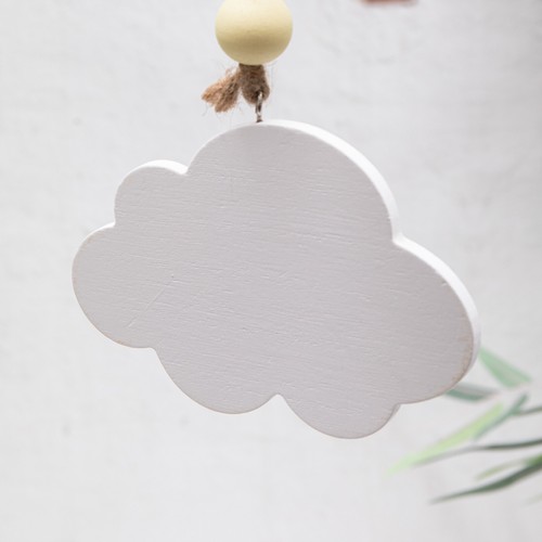 Rainbow & Cloud Mobile Wooden Arc with Beads Baby Cot Unisex Nursery Decor Gift - Picture 4 of 5
