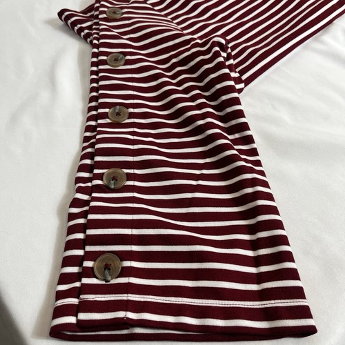 Banana Republic Wms Sz L 3/4 Sleeve Tee Boatneck Button Detail Sleeves Burgundy - Bild 4 von 9