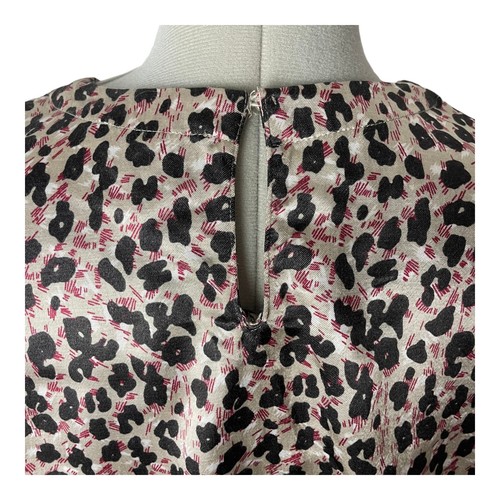 Zara Damen Rosa Leoprint Langarm Bluse Elastischer Saum Oberteil Gr. L - Bild 7 von 10
