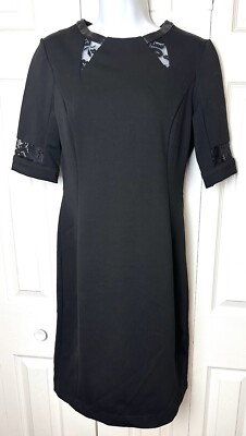 New TAYLOR Brand Black Ponte Knit Shift Dress Lace Inset Faux Leather Sz 4 NWT | eBay New TAYLOR Brand Black Ponte Knit Shift Dress Lace Inset Faux Leather Sz 4 NWT | eBay