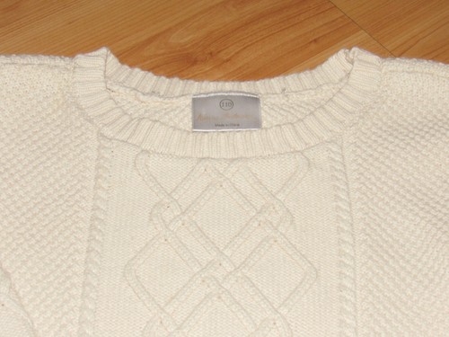 HANNA ANDERSSON 110 Boys Girls Size 5 Ivory Fisherman Sweater Cotton Excellent