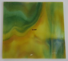 3501.30 WHITE, FOREST GREEN, CARMEL OPAL STREAKY 3" x 3" BULLSEYE GLASS 90 COE