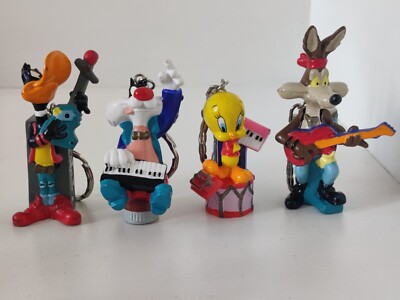 Vintage 1995 Warner Bros Sunkisses Looney Tunes Band Keychain Set of 4 Tweety