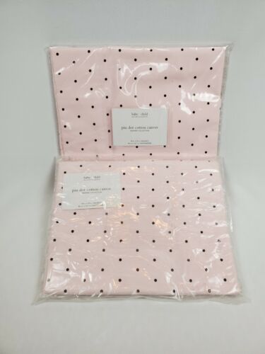2 Baby & Child Restoration Hardware Pin Polka Dot Cotton Canvas Valance 18"×50"  - Picture 1 of 6