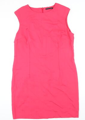 Definitions Damen rosa Viskose Bleistiftkleid Größe 20 U-Boot-Ausschnitt Reißverschluss