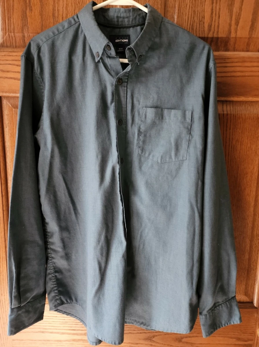 Basic Editions Easy Care Mens Blue Long Sleeve Button Up Shirt