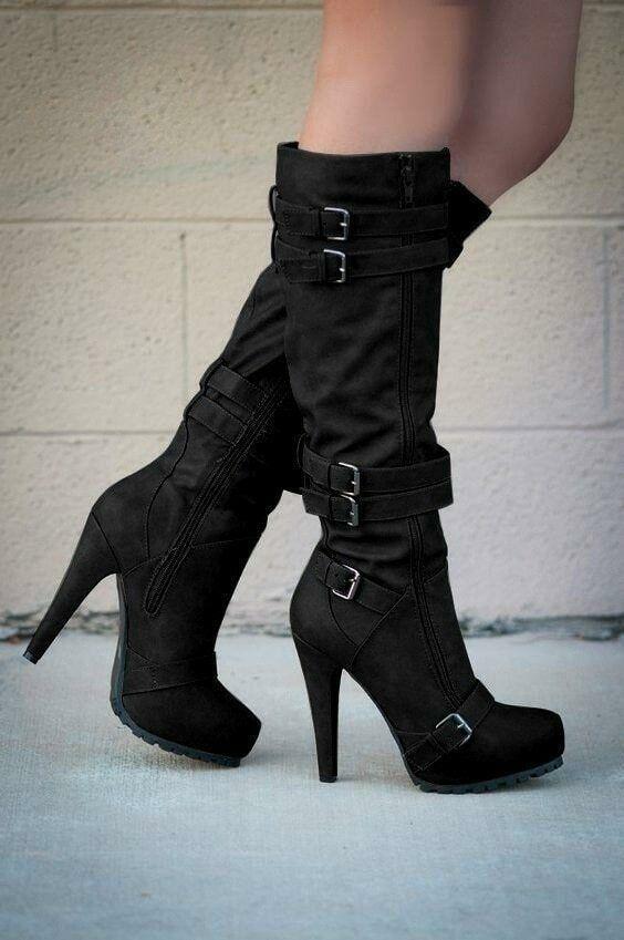 Botines De Mujer Elegantes Botas Zapatos De Tacón Bajo A La De Moda Alto | eBay