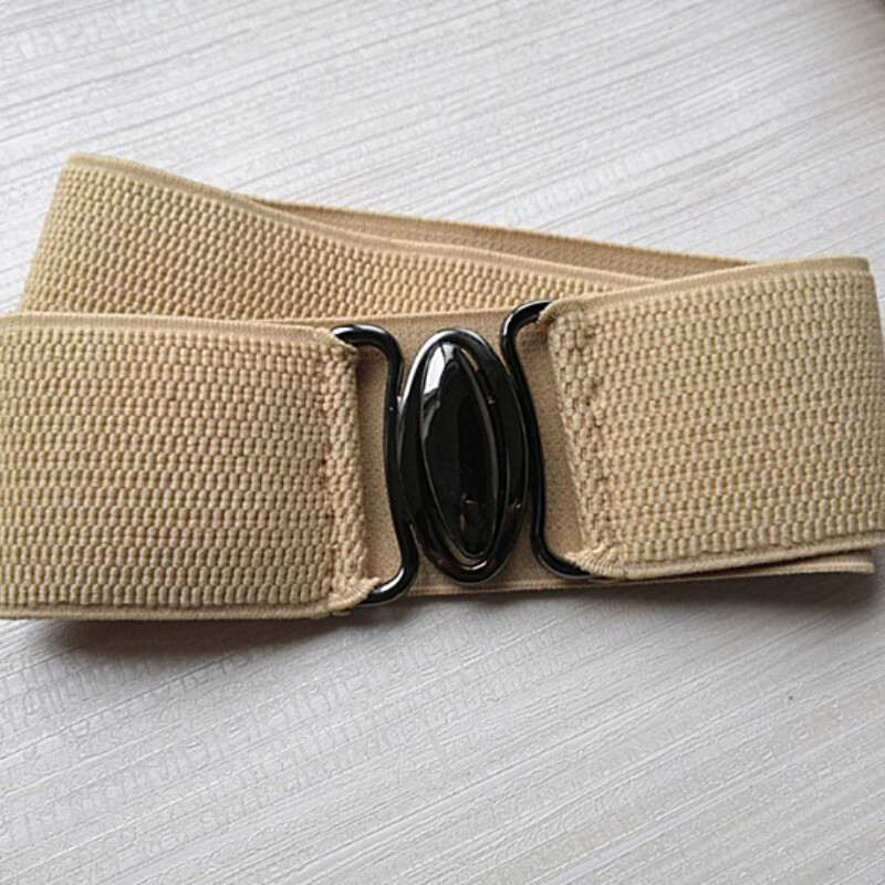 Lady Elastic Wide Waist Belt Buckle Cincer Waistband for Coat Dress Decor  Casual