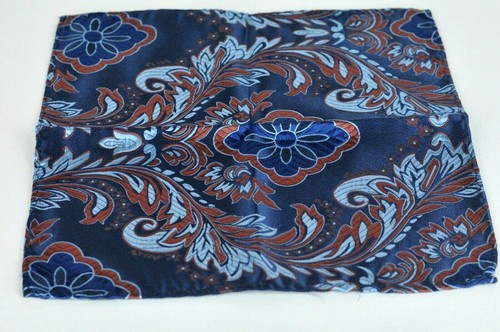 Lord R Colton Masterworks Sanliurfa Navy Brown Ice Silk Pocket Square - $75 New - Picture 2 of 3